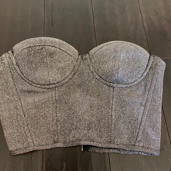 NWT Silver Glitter Bustier Top - Women's Size Small - Picture 4 of 10